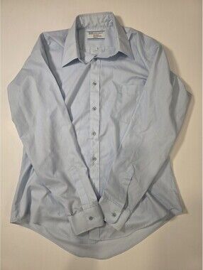 Vintage 70s Sears Perma-Prest Mens Dress Shirt Light Blue 16.5 34/35 Button Down